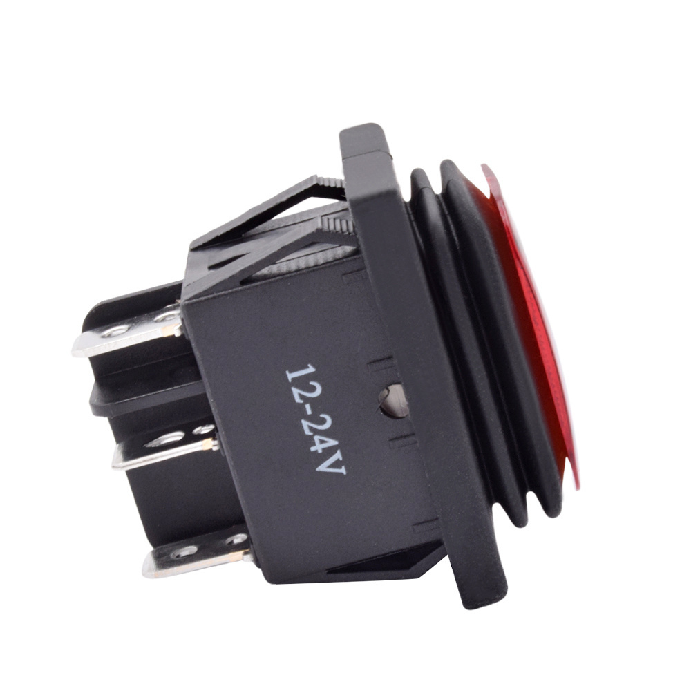 KCD4 Waterproof Power 6 Pin 3 Position DPDT On Off On Rocker Switch 16A LED Light 22 x 30 mm 12V 24V 220V Red Green