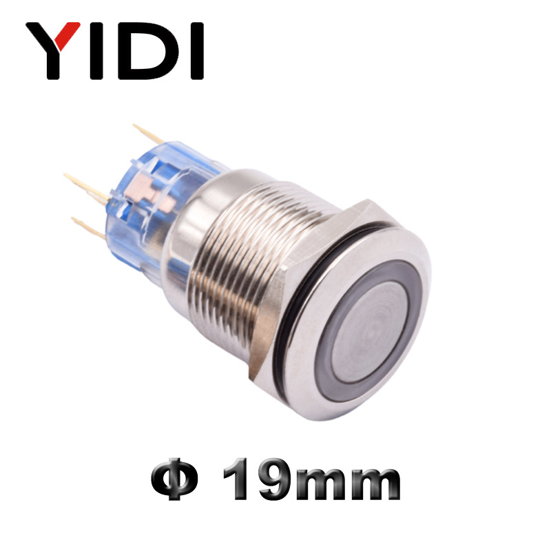 White Red Green Blue LED Light Spdt 1NO 1NC Switch Momentary Latching Illuminated Metal Push Button Switch 19mm Stainless Steel