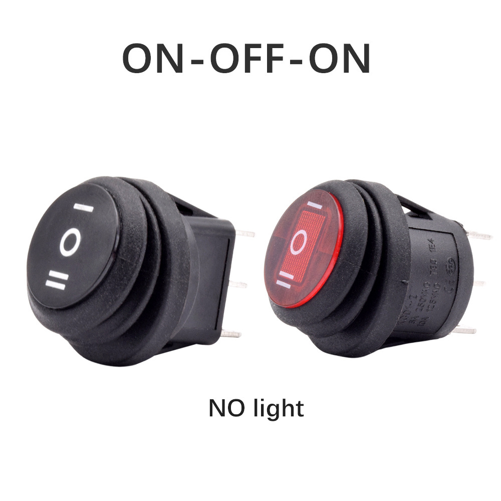 Waterproof On Off On Rocker Switch 12V 24V 2pin 3pin with LED Lamp Illumination Round Rocker Switch Red Green Yellow Blue Light