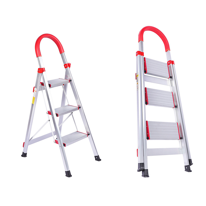 Professional Manufacturer Supplier's 3-Step Stainless Steel Folding Ladder for Household Use