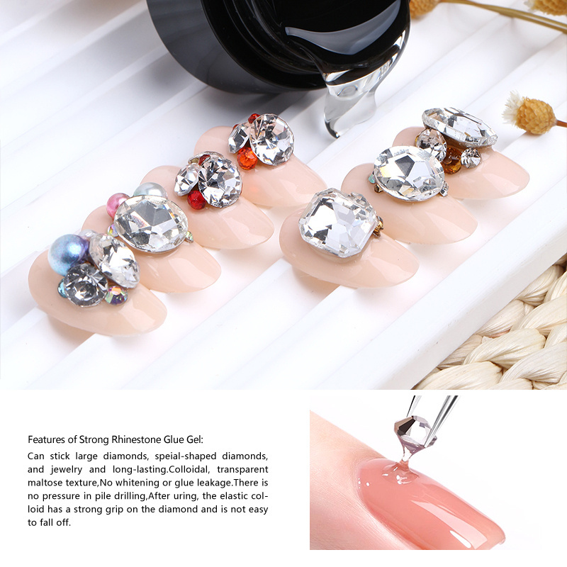 No Wipe Rhinestone Gel Nail Art Super Stone diamond Gel nail glue gel