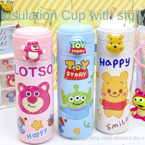 cute cartoon kids 320ml 420ml Stainless steel thermos cup ins Strawberry bear alien students diy water bottles