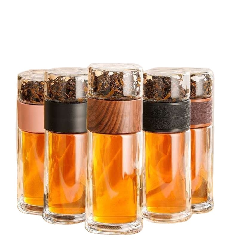 New Most Popular Products Glass Infuser  Bottle Glass Heat Resistant 400ml Glass Tea Infuser Water Bottle