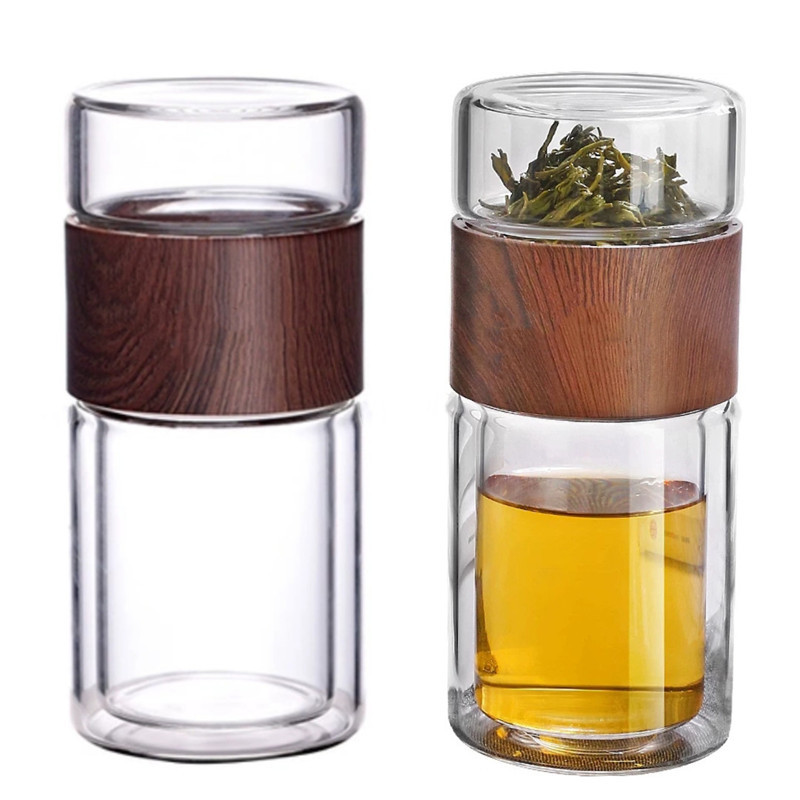 New Most Popular Products Glass Infuser  Bottle Glass Heat Resistant 400ml Glass Tea Infuser Water Bottle