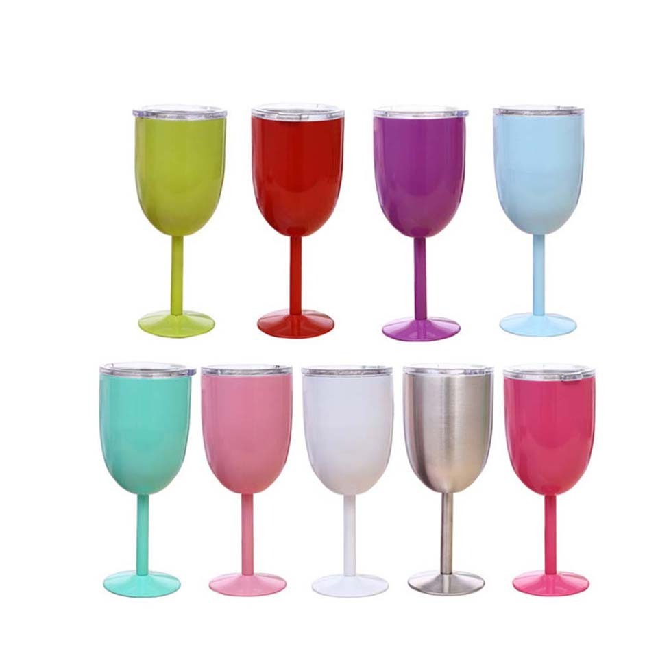 YIDING Hot fashion 11 colors 304 metal stainless steel wine goblet 10 oz high quality unbreakable goblets wine glass