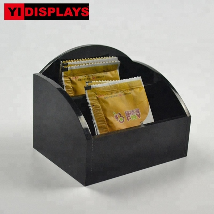 Black acrylic hotel office tea bag coffee bag display box storage box tea bag display stand rack