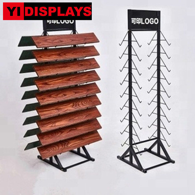 Custom metal floor tile display rack wood ceramics display stand laminate flooring display rack