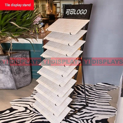 Custom metal floor tile display rack wood ceramics display stand laminate flooring display rack