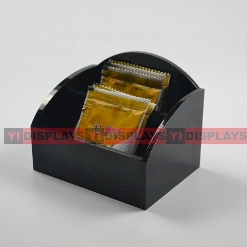 Black acrylic hotel office tea bag coffee bag display box storage box tea bag display stand rack