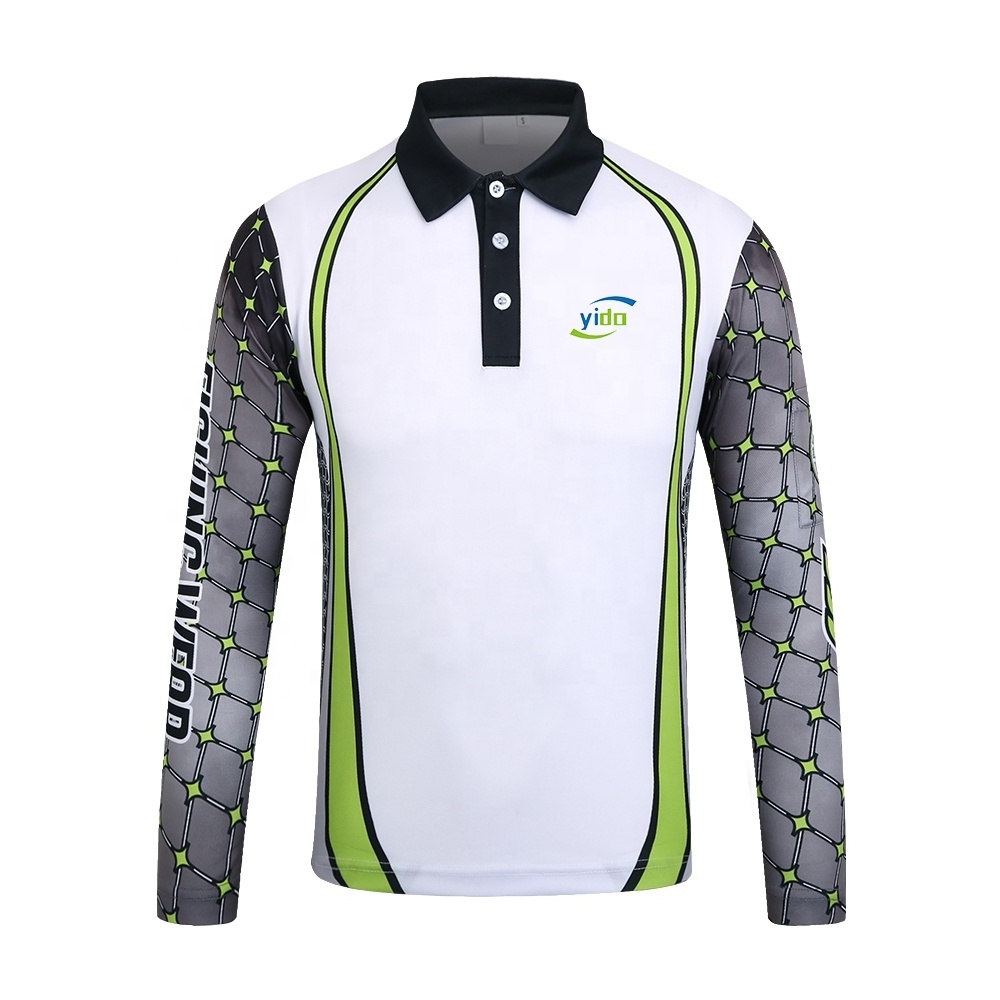 Shark printed fishing jersey zipper collar UPF 50 long sleeve blank fishing shirts outdoor