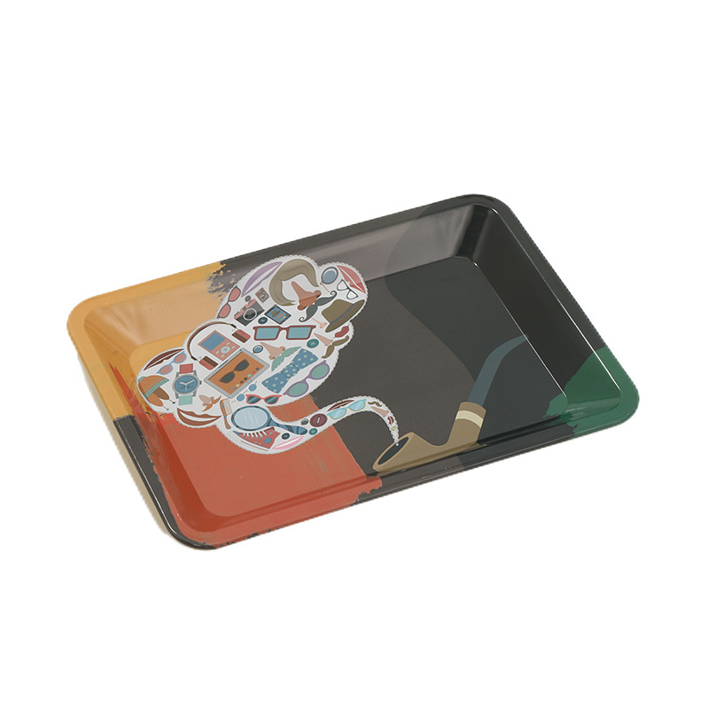 Portable Rolling Tray Metal Cigarette Container Tray Smoking Tobacco Plate Hand Roller Tobacco Tin Blank Rolling Tray