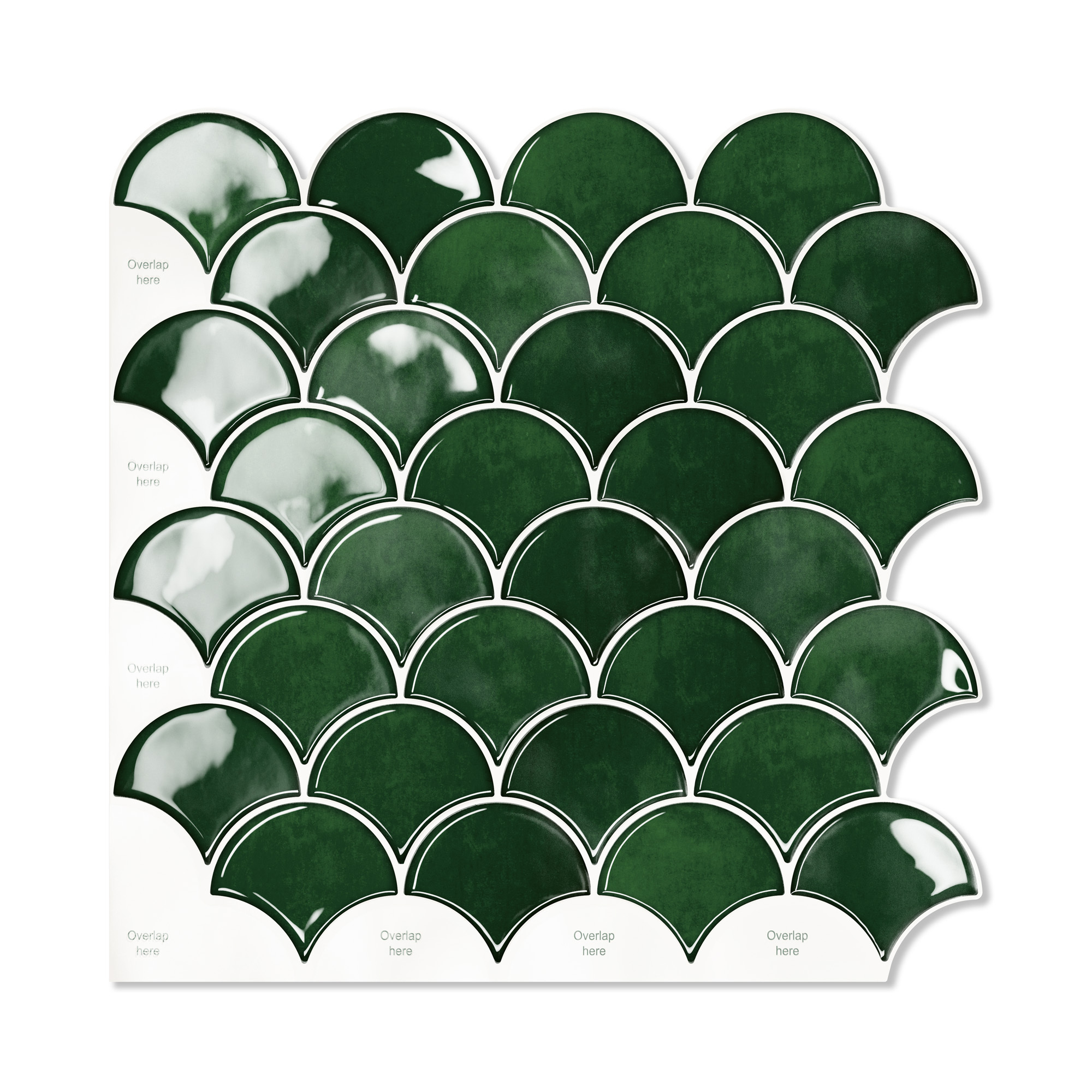 Green Peel and Stick Backsplash Fish Scale Tile Removable Mosaic Kitchen Backsplash 3D Adhesive Stick on Wall Tiles