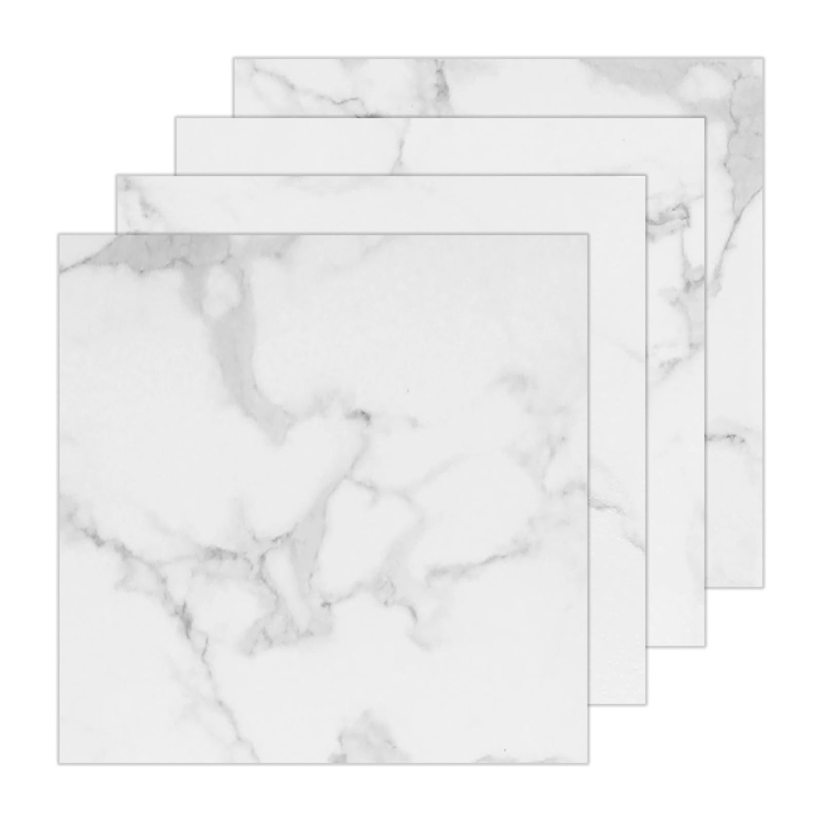 White Peel and Stick Floor Tile Marble 12X12 Inch Waterproof Vinyl Floor Stickers Tile for Kitchen Flooring Walls Bedroom