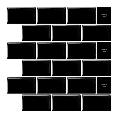 black subway thicker self adhesive tiles stick on wall tiles waterproof 3d peel and stick backsplash