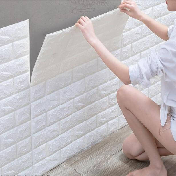 Peel and Stick 3D Wall Panels for Interior Wall Decor, White Brick Wallpaper