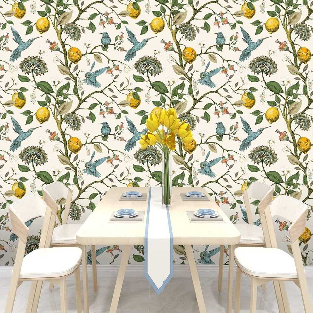 Self Adhesive Wallpaper Fresh Lemon Tree Peel and Stick Wallpaper Removable Waterproof Wallpaper Wall Mural