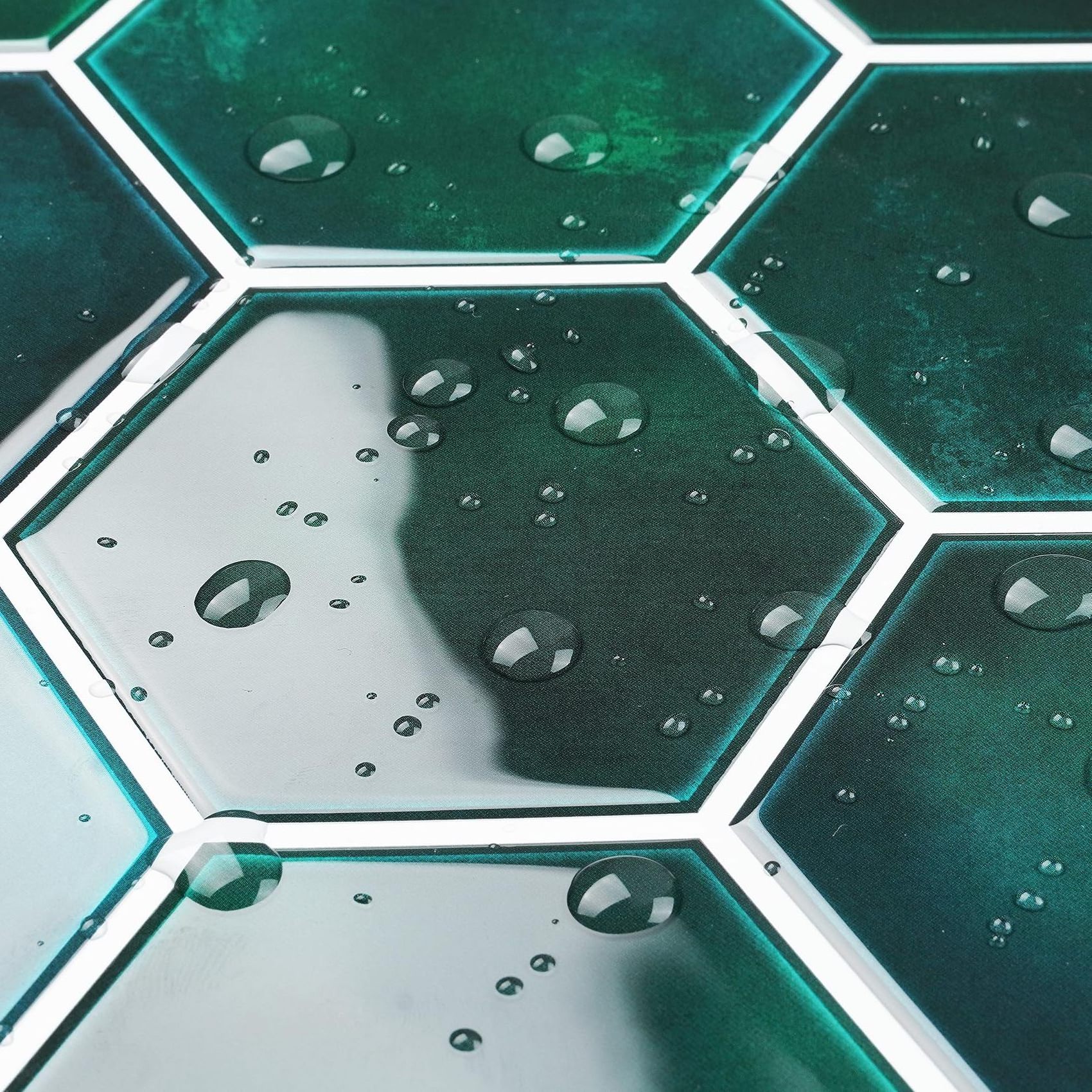 Dark Green Tile Hexagon Stick on Back Splashes for Kitchens Peel and Stick Wall Tiles for Bathroom Shower Tile Stickers