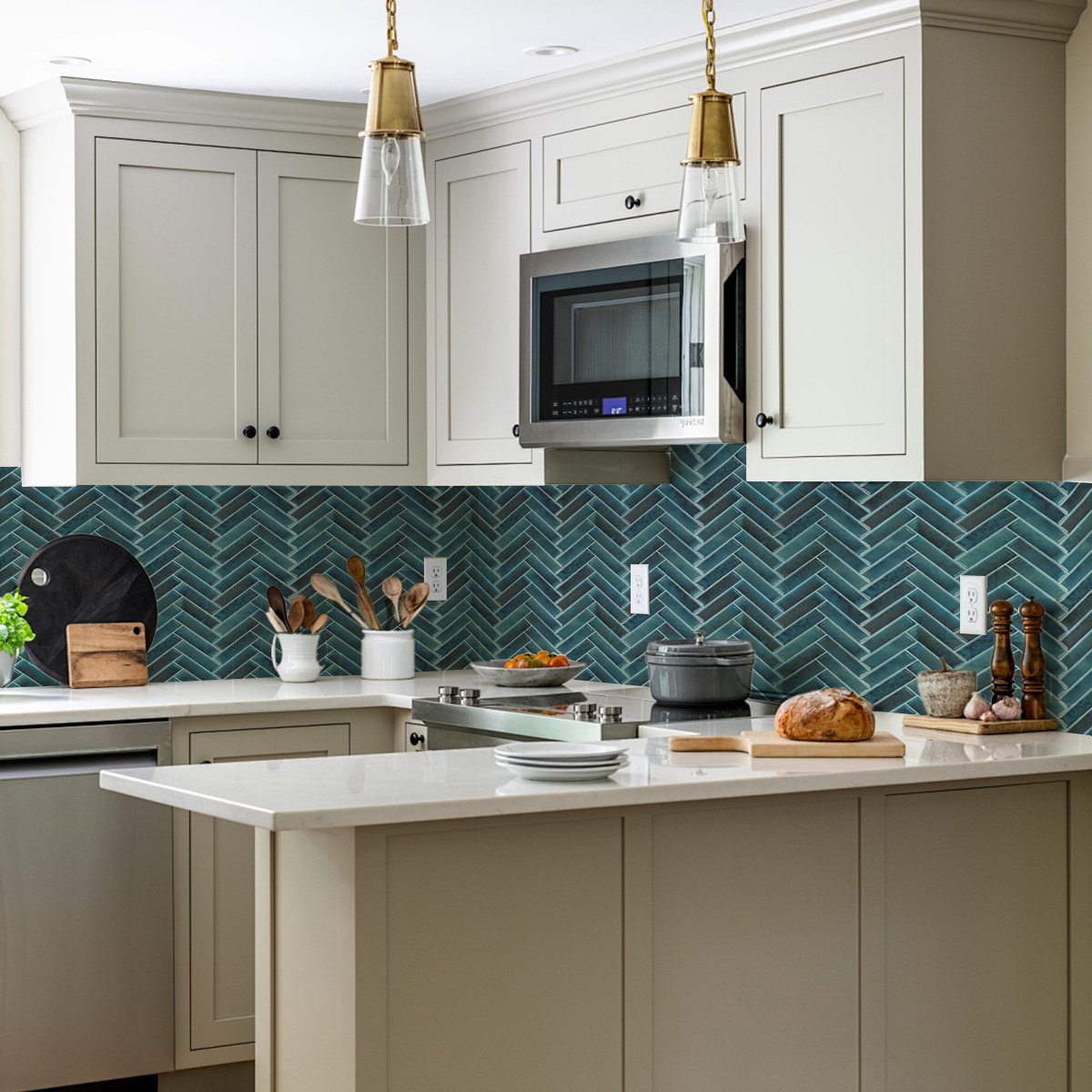 New Design Herringbone Wall Tile Sticker, Peel and Stick Wall Tile, Wallpaper Sticker For Bathroom Kitchen