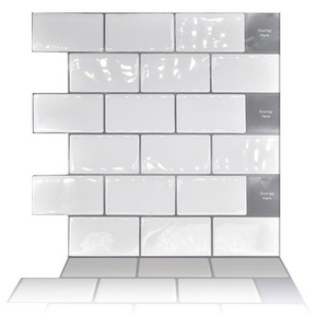 Waterproof Wall Brick 3d tiles Wallpaper White Peel and Stick Tiles for Bathroom and Kitchen