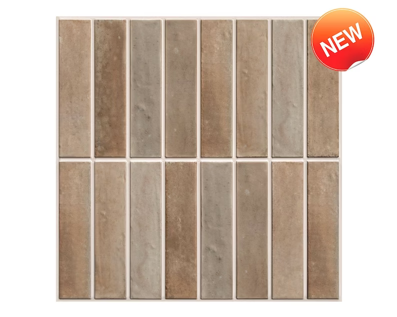 Brown Marble Look PU Gel Mosaic Stick on Backsplash Tile Peel and Stick Wall Sticker