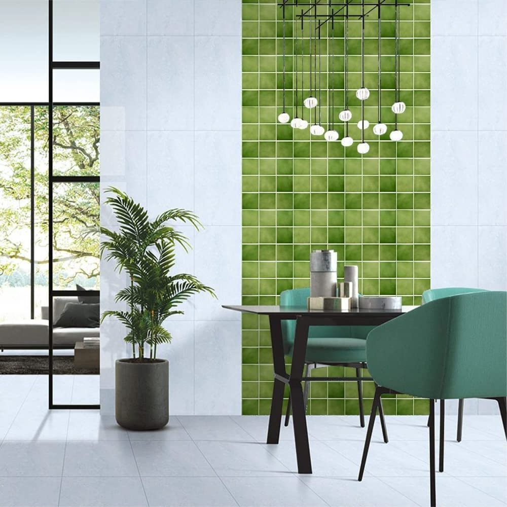 peel and stick backsplash wall tile stick Square Green Tile for Kitchen