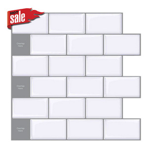 High Quality White Peel and Stick Tile Backsplash , 3d self adhesive Stick on Brick Wall Tiles Kitchen Bathroom Tiles Subway