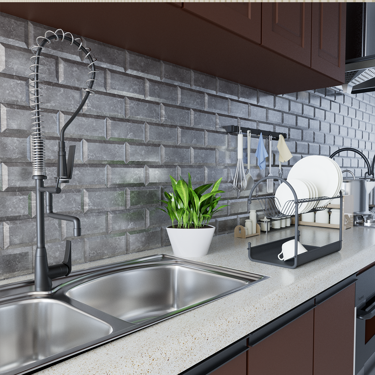 Vintage Faux Brick Wall Tiles, 3D Wall Panels Peel and Stick Backsplash Tile