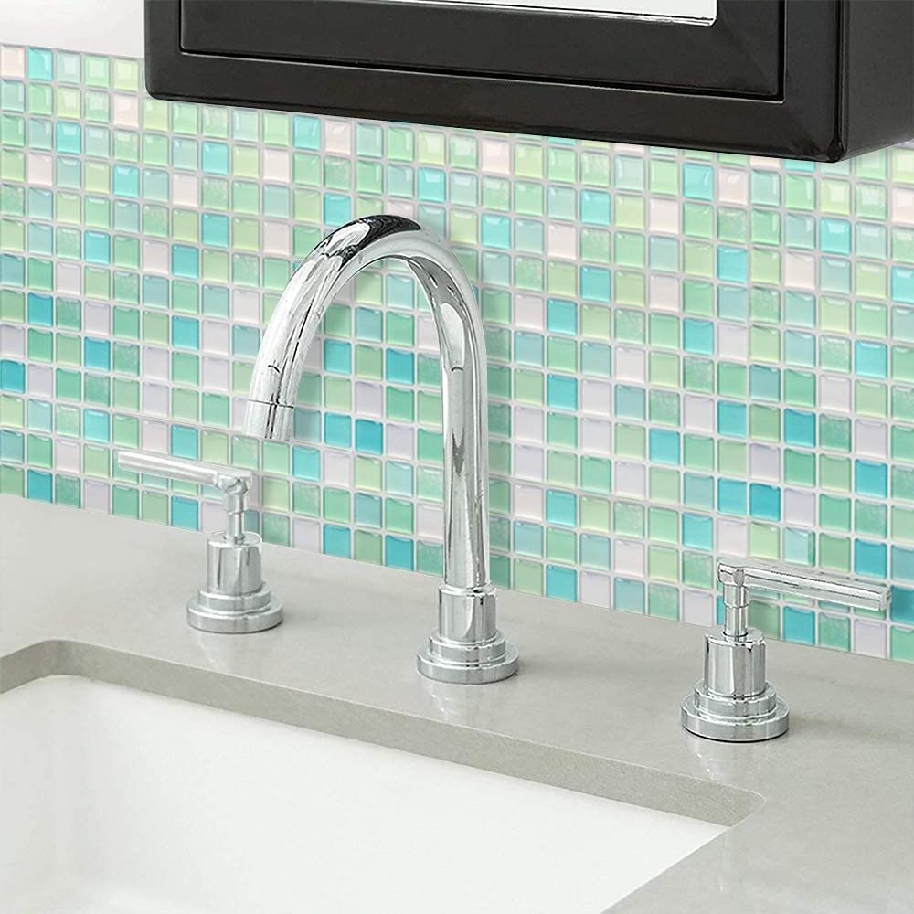 Decorative Wall Tile 3D Peel and Stick Self Adhesive Backsplash Mosaic Tile for Bathroom Kitchen