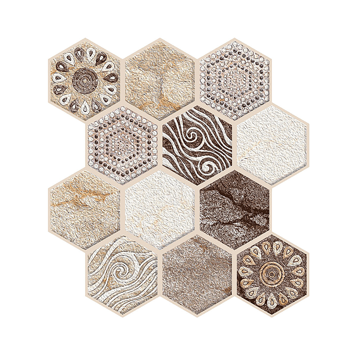 Hexagon Peel and Stick Backsplash Tile for Living Room Self Adhesive Marble Look Wall Sticker 11.8x11.8 inches