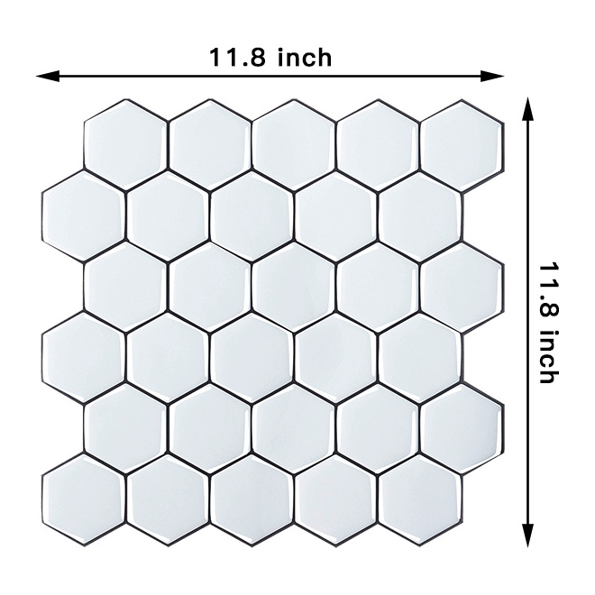 Cheap 3D waterproof wall tiles indoor adhesive wallpaper hexagon tile