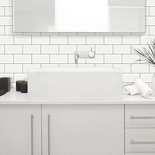 Waterproof Wall Brick 3d tiles Wallpaper White Peel and Stick Tiles for Bathroom and Kitchen