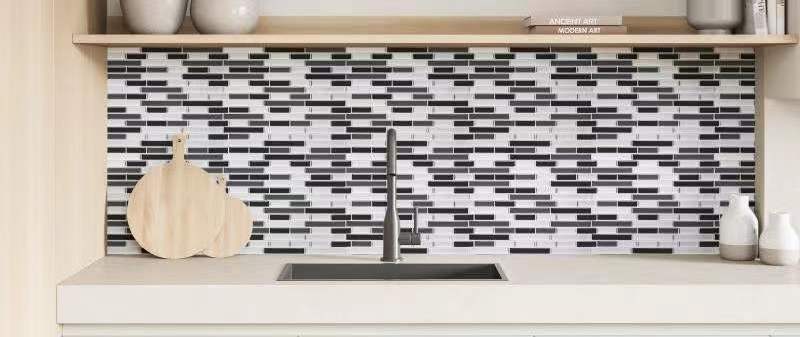 Marble Look PU Gel Mosaic Stick on Backsplash Tile Peel and Stick Wall Sticker