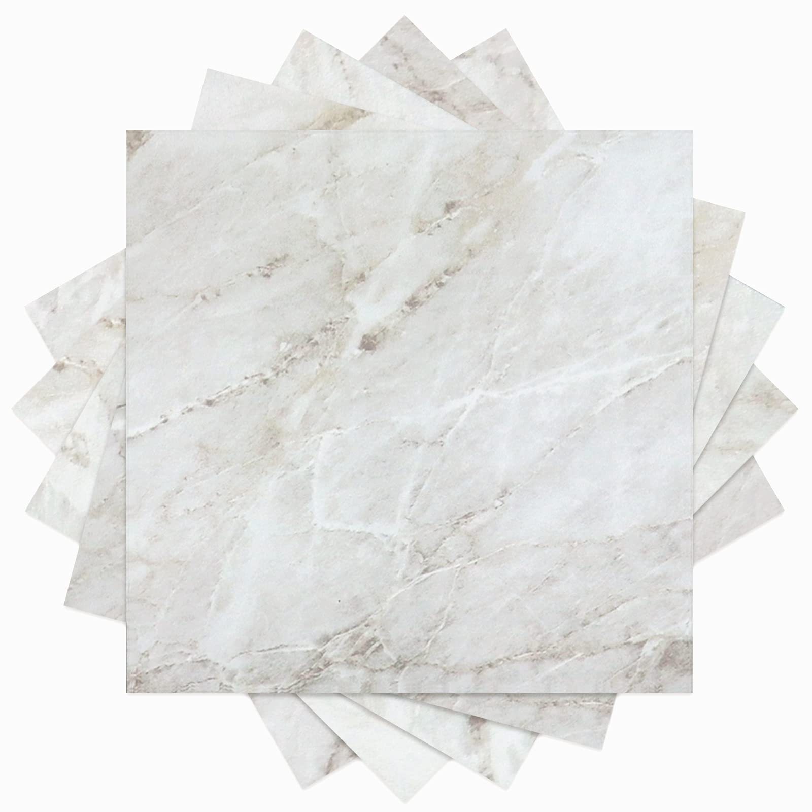 Marble Peel and Stick Floor Tile Stickers Adhesive Floor Tiles Waterproof Bathroom Removable Vinyl Flooring for Kitchen12x12 IN