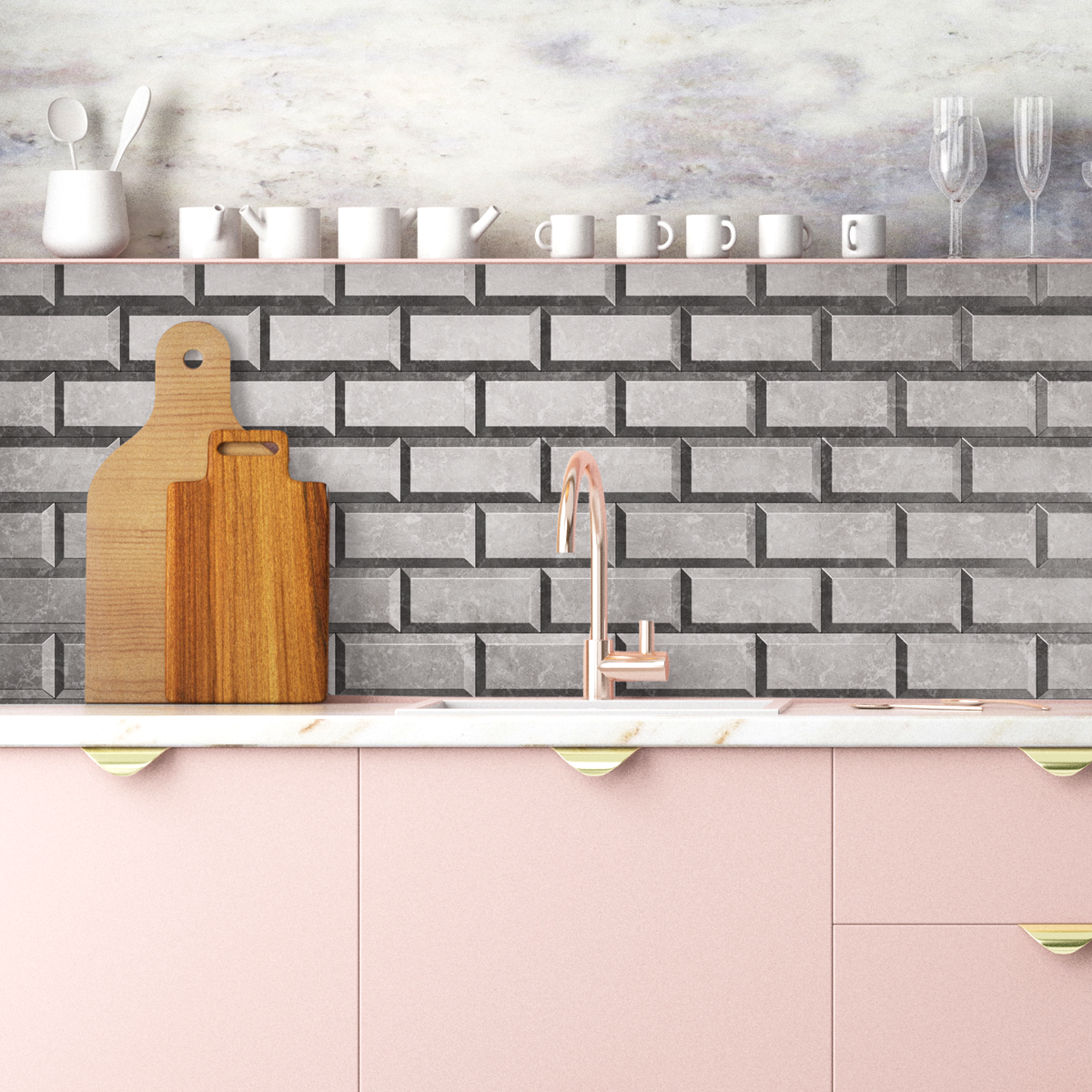 Vintage Faux Brick Wall Tiles, 3D Wall Panels Peel and Stick Backsplash Tile