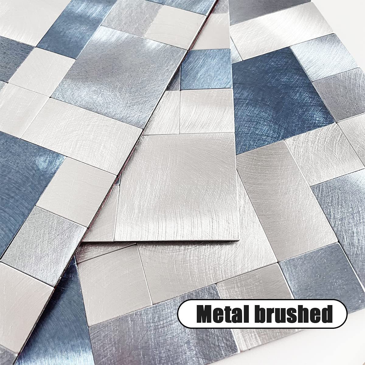 Mosaic Tile Peel and Stick Backsplash Tile for Kitchen, Metal Backsplash Bathroom Wall Tiles Self