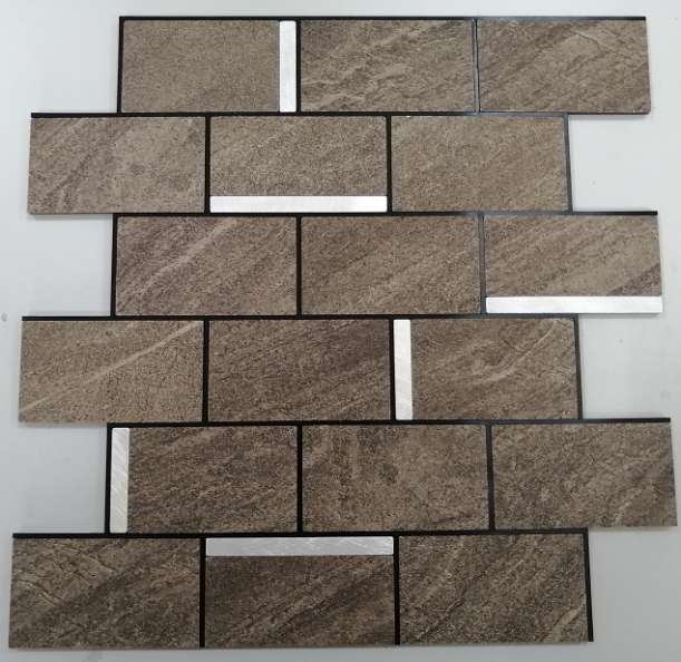 Subway metal mosaic peel and stick backsplash tiles sheet metal wall decor metal tile