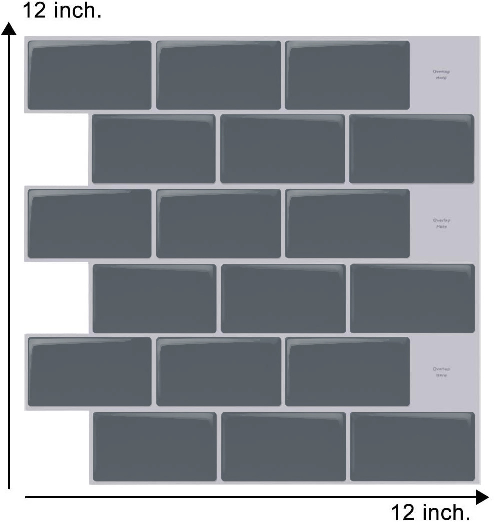 Dark Grey Crystal 3d Brick Wallpaper Self Adhesive Peel and Stick Backsplash Wallpaper 3d Easy to Apply For Bathroom