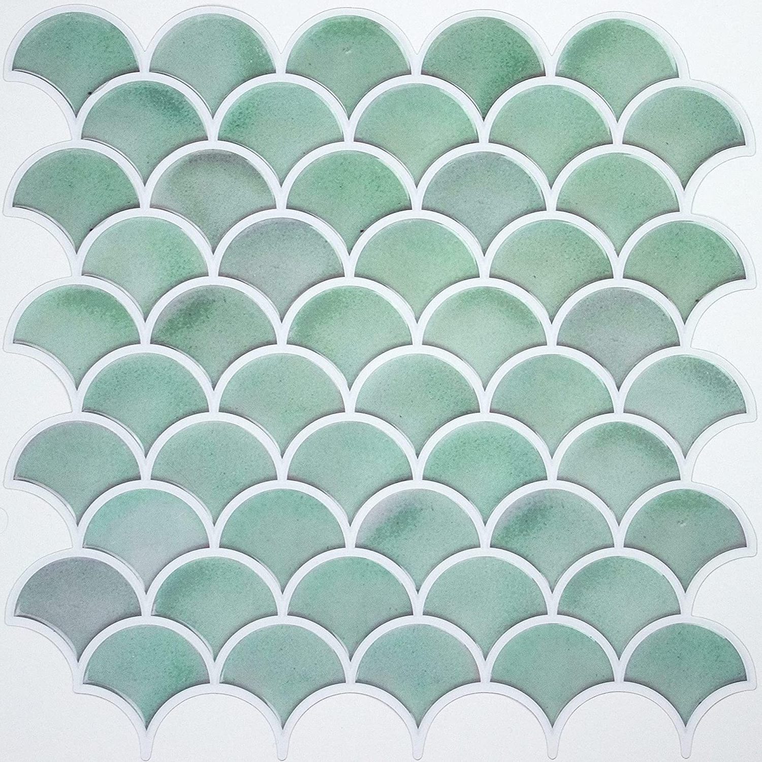 Peel and Stick Tile for Kitchen Backsplash, Grand Fish Scale Fan Shape stick on tile