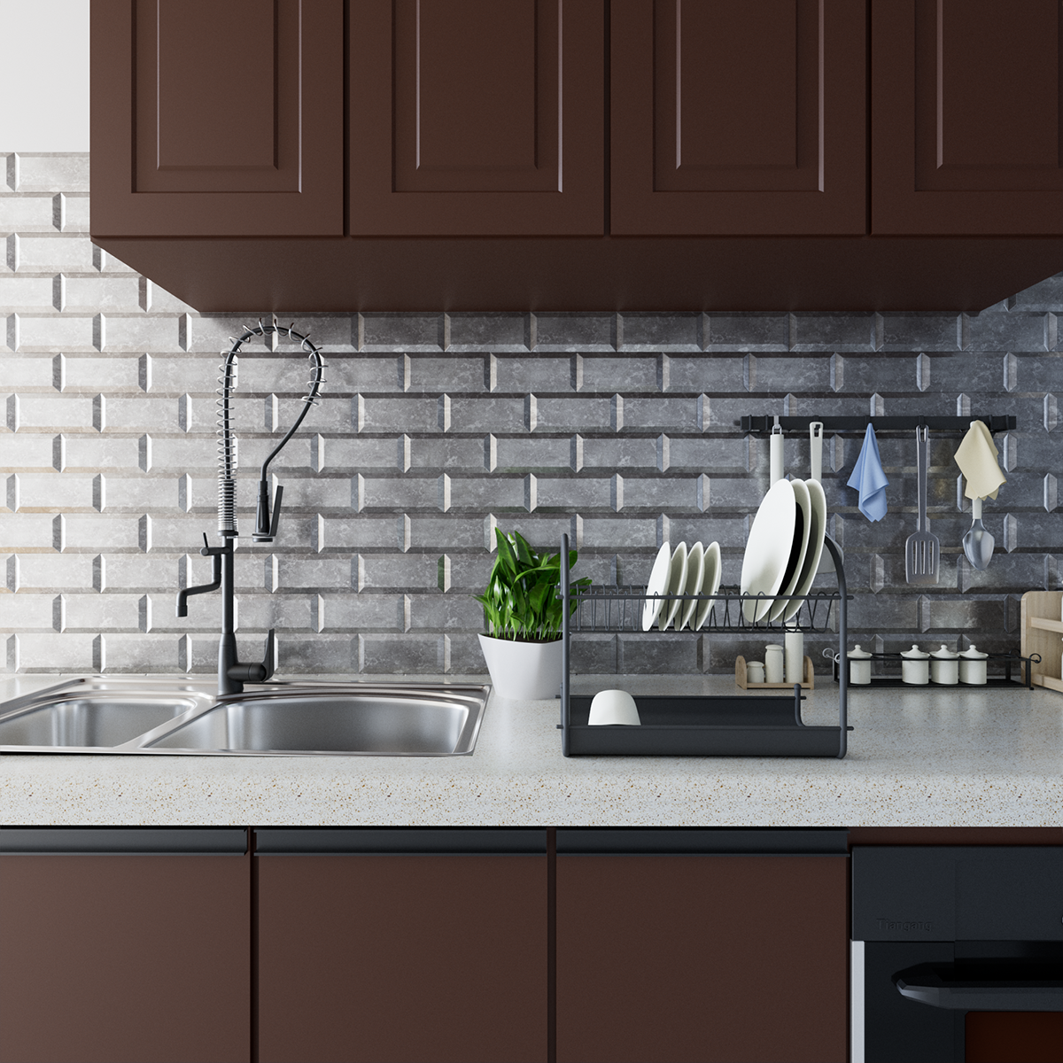 Vintage Faux Brick Wall Tiles, 3D Wall Panels Peel and Stick Backsplash Tile