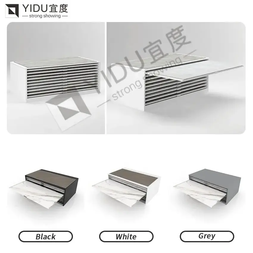 High quality artificial stone and quartz table display rack cabinet showroom exhibition tile stone ceramic tile display