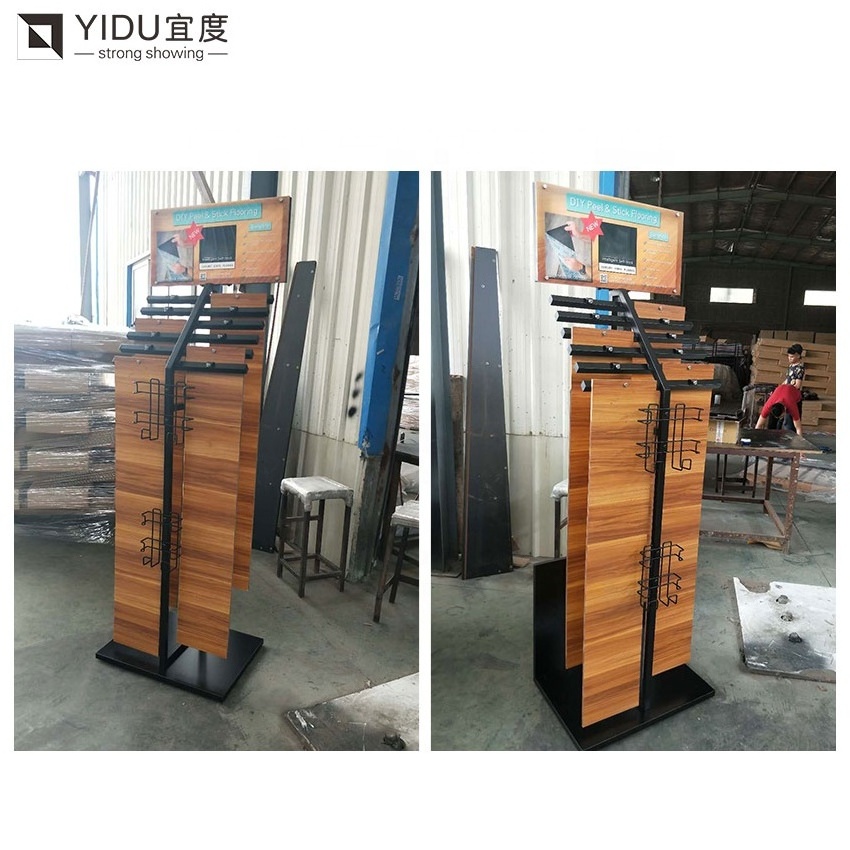 Modern Factory Wooden Parquet Oak Deck Hard Wood Custom Portable Sample Metal Display Rack Stand For Hanging Items