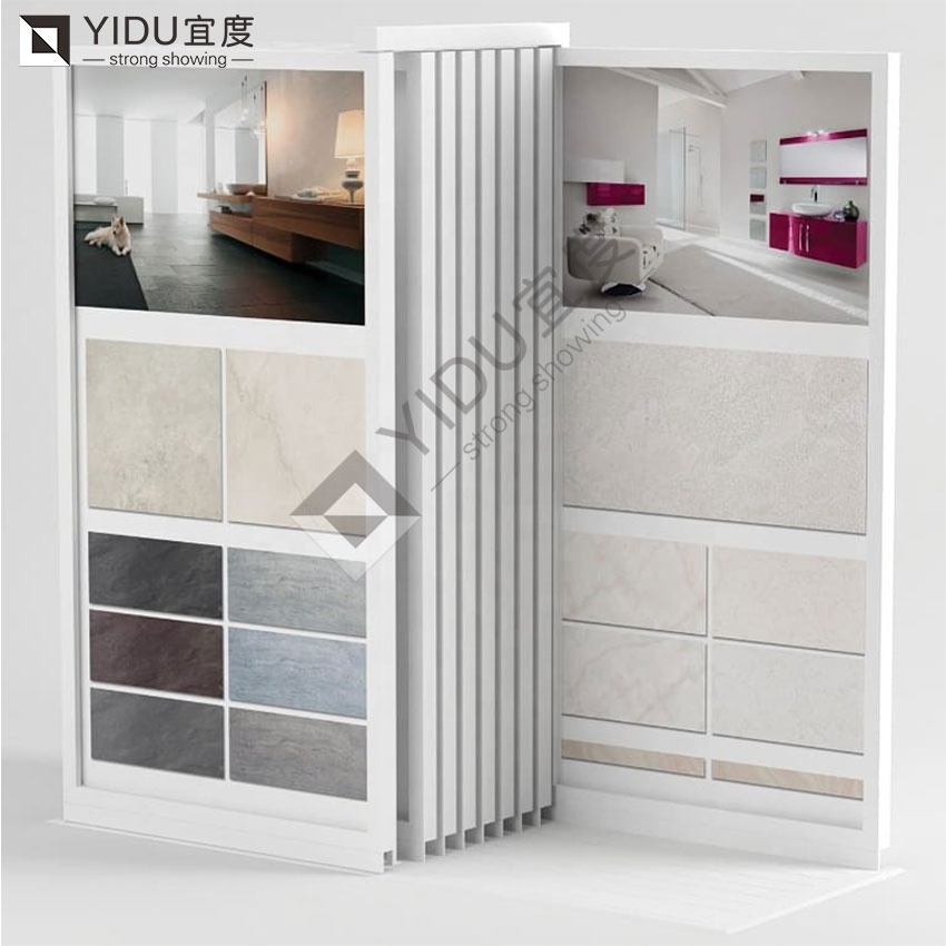 YIDU Custom Factory Pull Out Panel Quartz Multi-Format Slide Tile Rack With Rails Sliding Slab Stone Display Stand