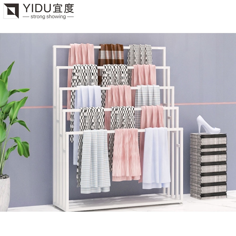 New Easy Assembled Multipurpose Retail Store Metal Shawl Scarf Hanger Rack Retail Wooden Scarf Display Rack