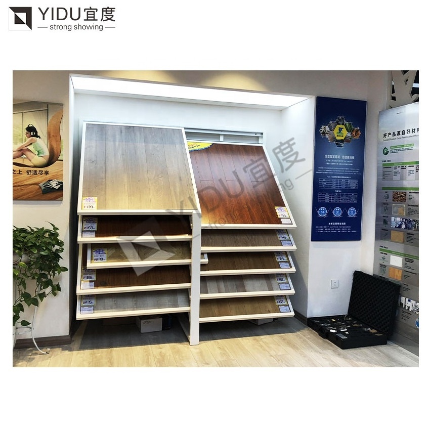 YIDU High Quality Panel Granite Stand Mdf Marble Sample Showroom Recline Metal Sintered Stone Tiles Display Rack