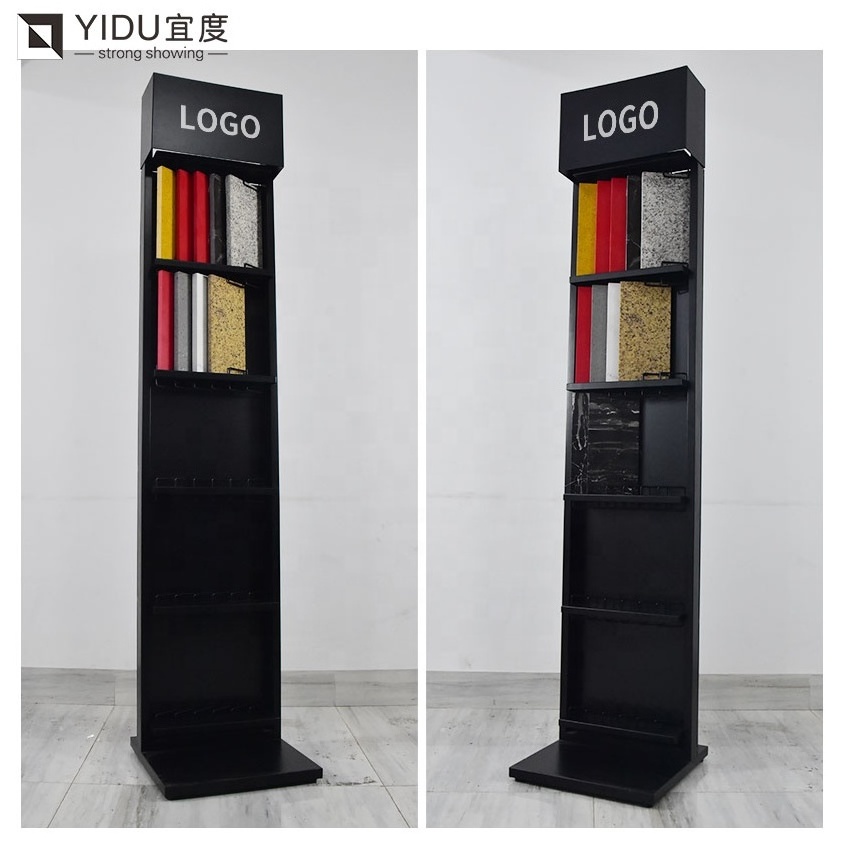 Factory Wholesale quartz metal showroom display stand porcelain ceramic show rack granite stone display stand