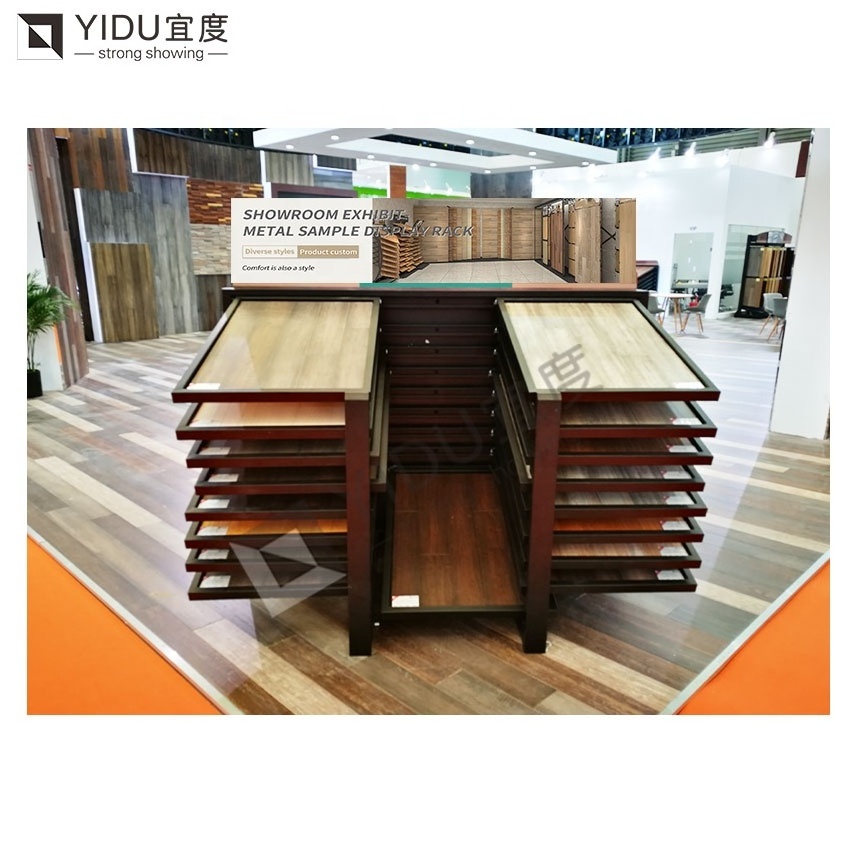 YIDU High Quality Panel Granite Stand Mdf Marble Sample Showroom Recline Metal Sintered Stone Tiles Display Rack