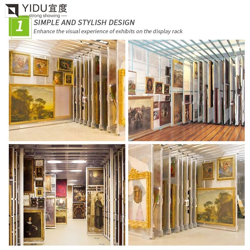 YIDU Modern Factory Push Pull Out Decoration Oil Artwork Canvas With Stand Sliding Hanging Painting Display Rack