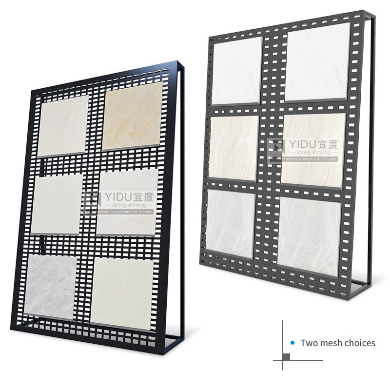 Quartz marble tower hardwood flooring Showcase tile stone granite pegboard wall mount rock metal display rack