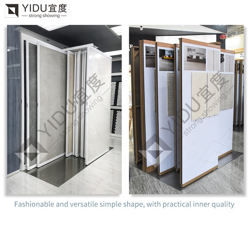 YIDU Custom Factory Pull Out Panel Quartz Multi-Format Slide Tile Rack With Rails Sliding Slab Stone Display Stand