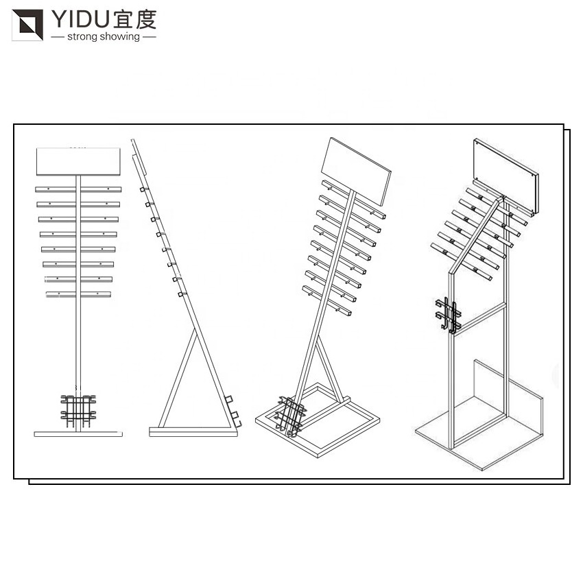 Modern Factory Wooden Parquet Oak Deck Hard Wood Custom Portable Sample Metal Display Rack Stand For Hanging Items